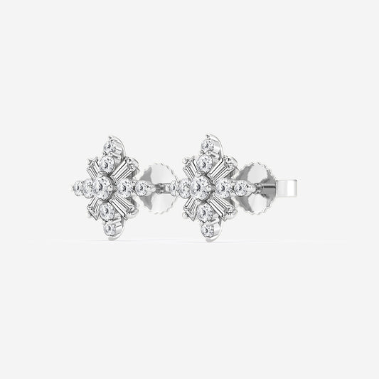 1/2 ctw Round Lab Grown Diamond Snowflake Stud Earrings    Platinum, DE, VS1