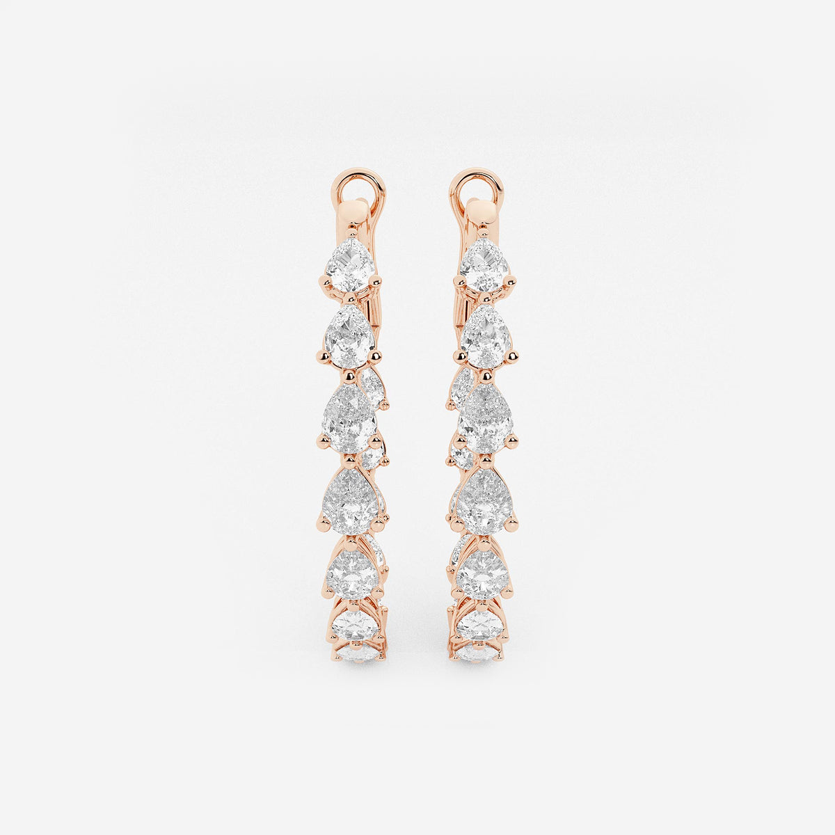 3 ctw Pear Lab Grown Diamond Inside Out Hoop Earrings    14K Rose Gold, DE, VS1
