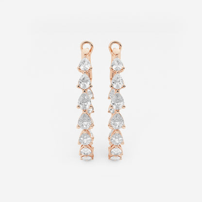 3 ctw Pear Lab Grown Diamond Inside Out Hoop Earrings    14K Rose Gold, DE, VS1