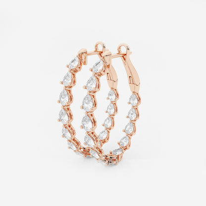 3 ctw Pear Lab Grown Diamond Inside Out Hoop Earrings    14K Rose Gold, DE, VS1