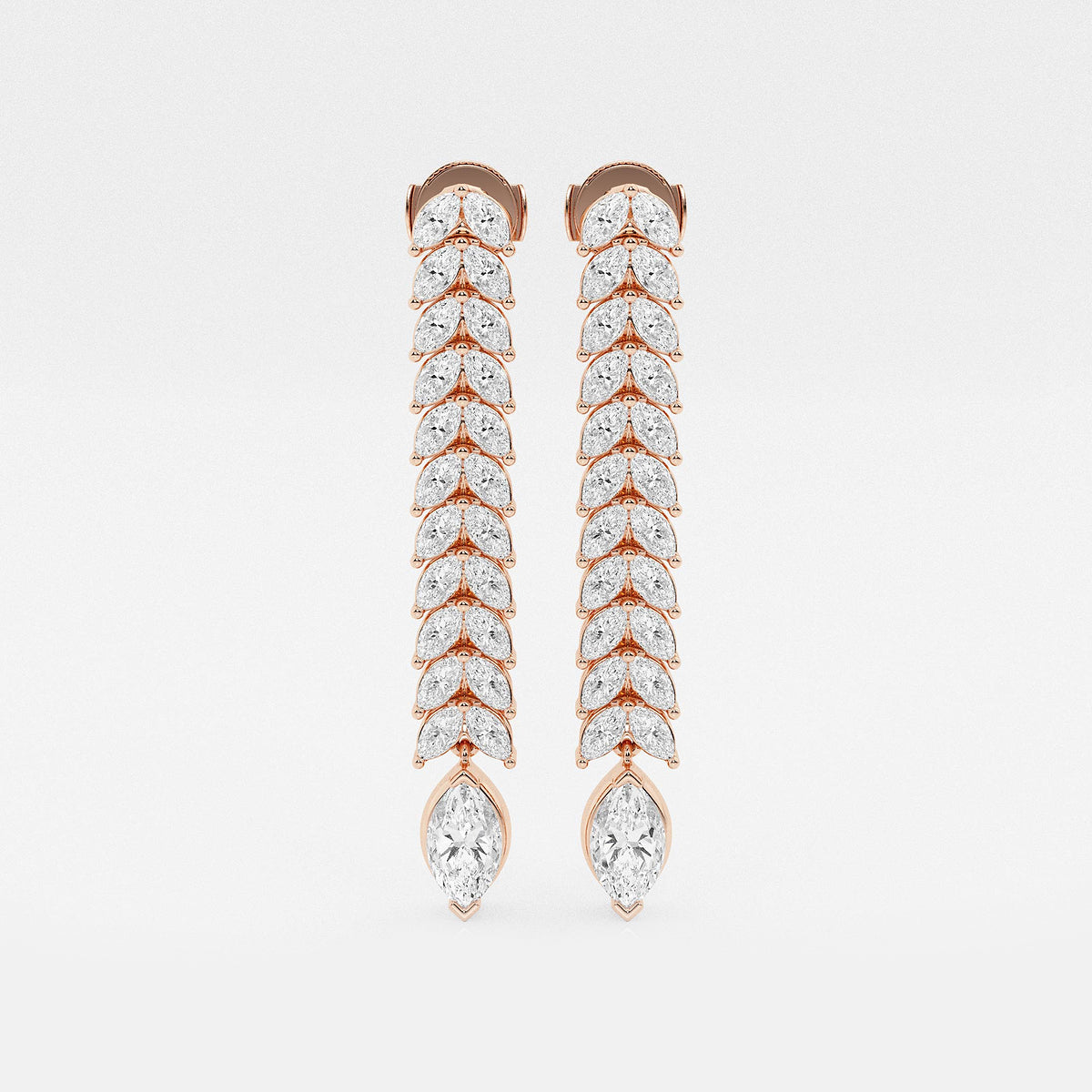 5 1/2 ctw Marquise Lab Grown Diamond Double Row Dangle Earrings    14K Rose Gold, DE, VS1