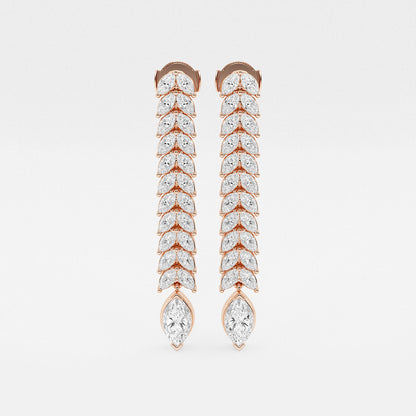 5 1/2 ctw Marquise Lab Grown Diamond Double Row Dangle Earrings    14K Rose Gold, DE, VS1