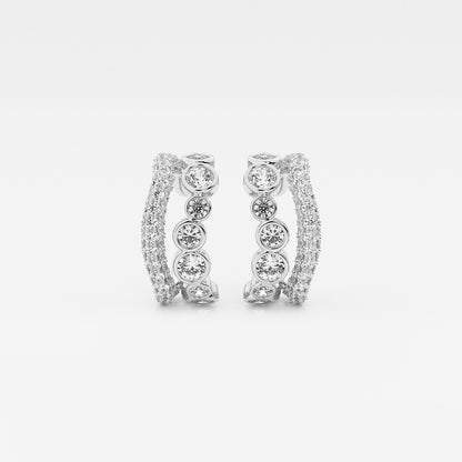 näas Bombë 1 1/4 ctw Round Lab Grown Diamond Cuff Earrings    Platinum, DE, VS1
