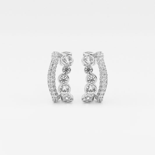 näas Bombë 1 1/4 ctw Round Lab Grown Diamond Cuff Earrings    Platinum, DE, VS1