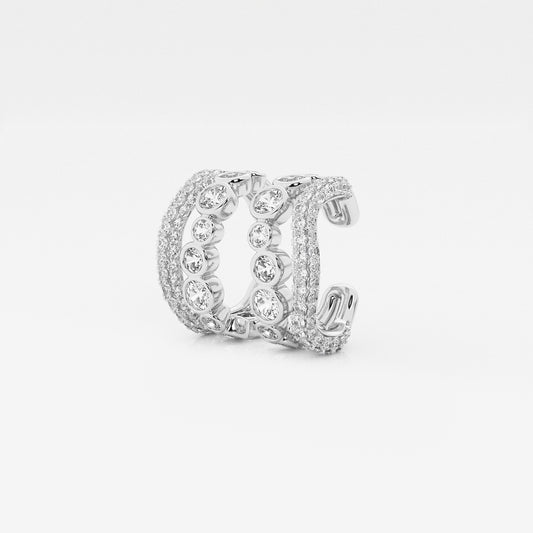 näas Bombë 1 1/4 ctw Round Lab Grown Diamond Cuff Earrings    Platinum, DE, VS1