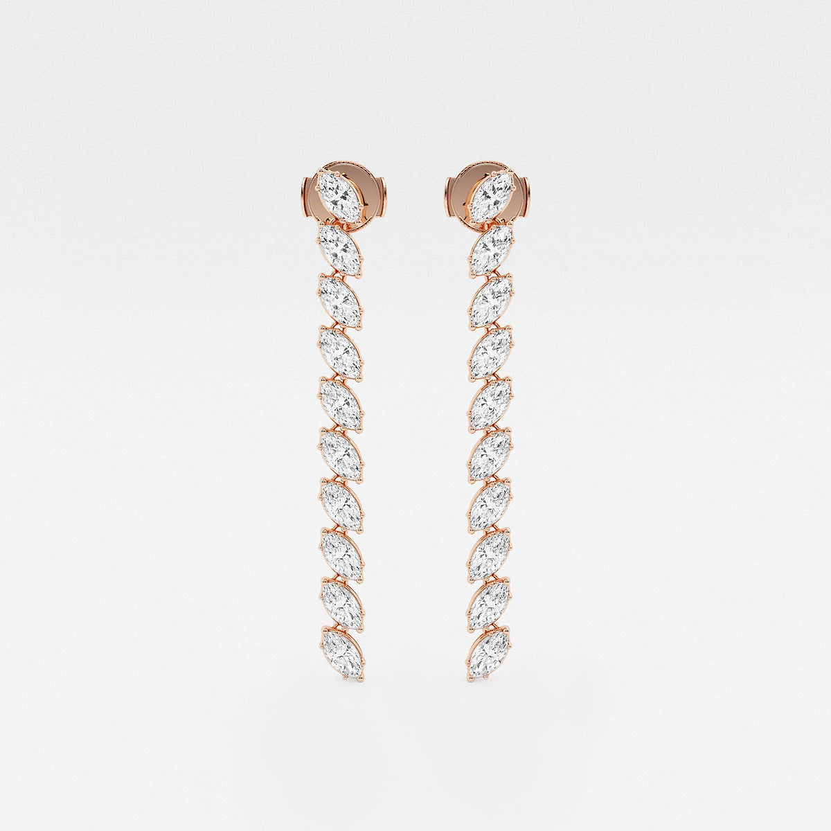 3 1/2 ctw Marquise Lab Grown Diamond Dangle Earrings    18K Rose Gold, DE, VS1