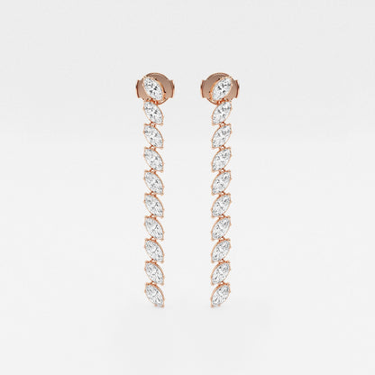 3 1/2 ctw Marquise Lab Grown Diamond Dangle Earrings    18K Rose Gold, DE, VS1
