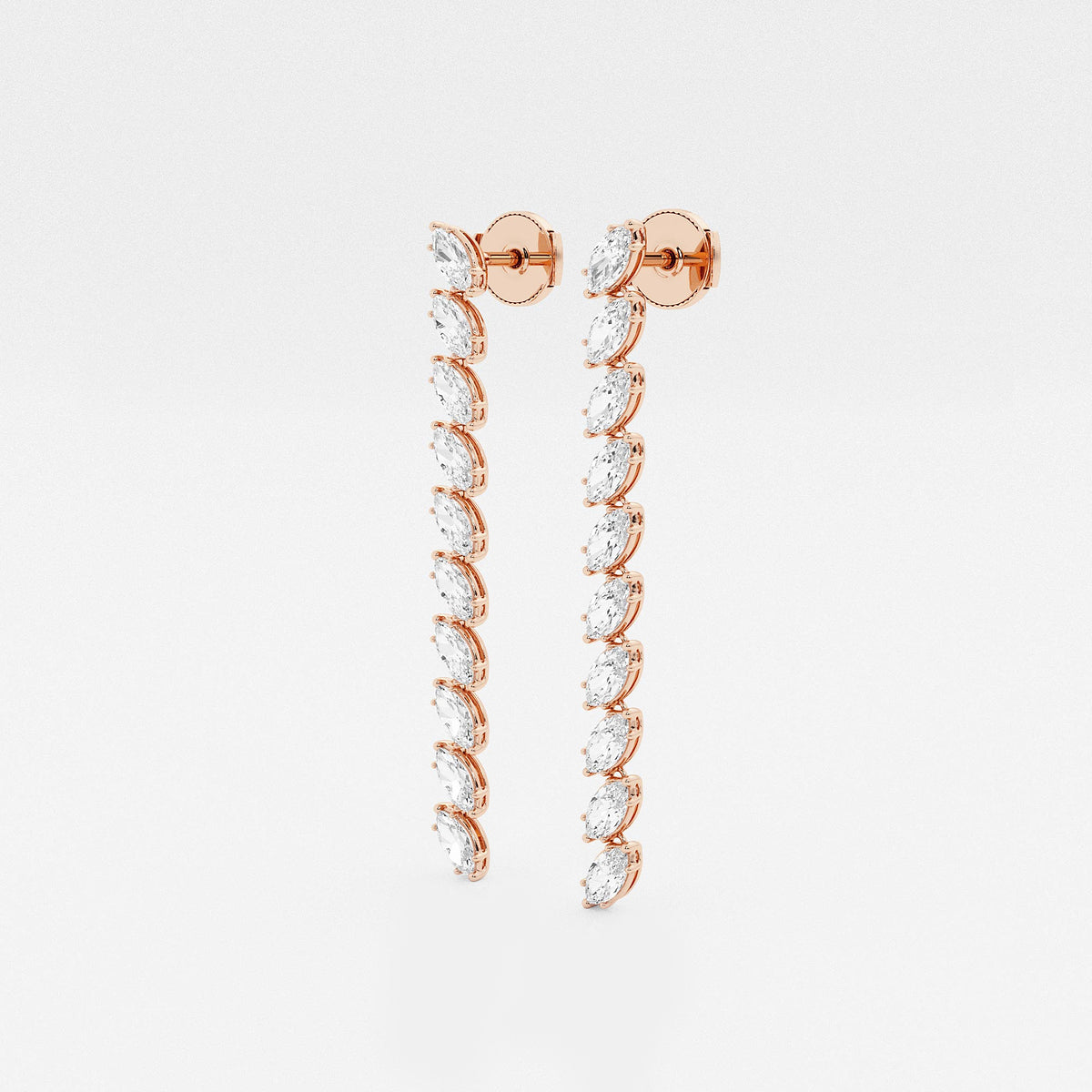 3 1/2 ctw Marquise Lab Grown Diamond Dangle Earrings    18K Rose Gold, DE, VS1