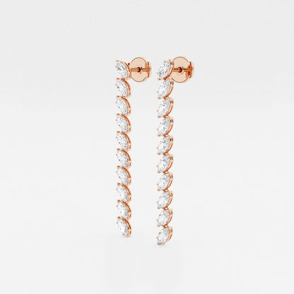 3 1/2 ctw Marquise Lab Grown Diamond Dangle Earrings    18K Rose Gold, DE, VS1