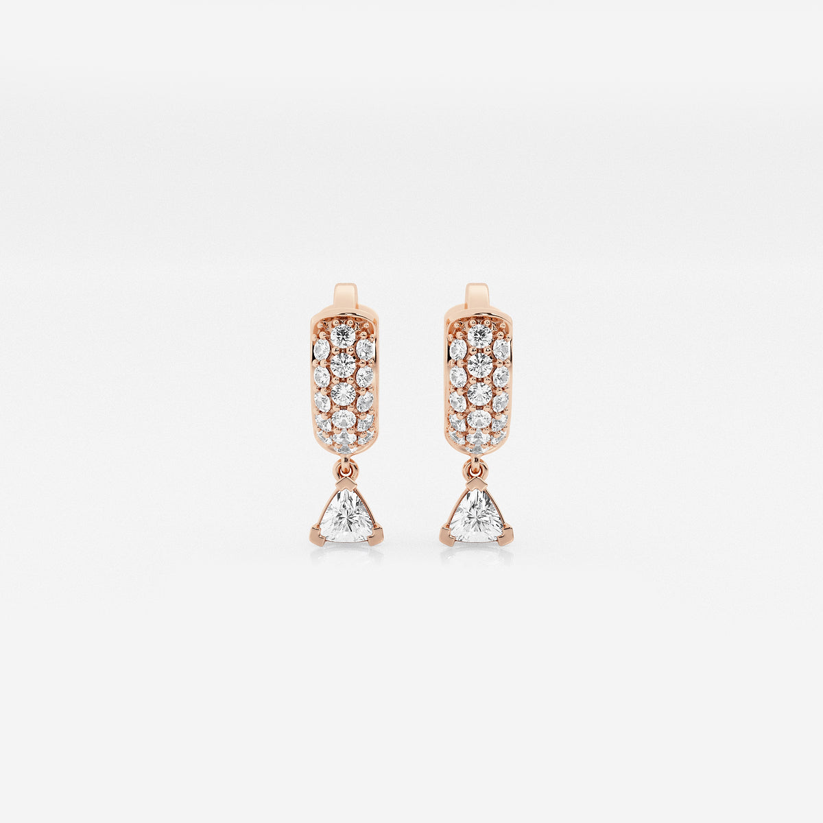 näas Bombë 1/3 ctw Trillion Lab Grown Diamond Third Piercing Huggie Hoop Earrings    14K Rose Gold, DE, VS1