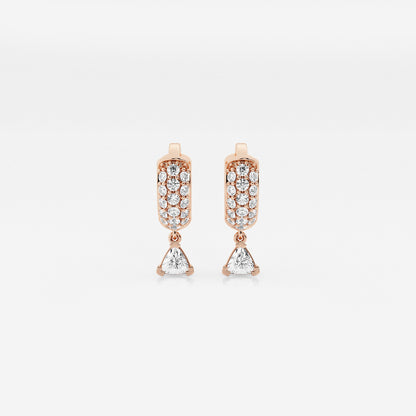 näas Bombë 1/3 ctw Trillion Lab Grown Diamond Third Piercing Huggie Hoop Earrings    14K Rose Gold, DE, VS1