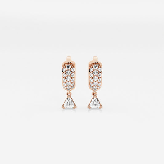 näas Bombë 1/3 ctw Trillion Lab Grown Diamond Third Piercing Huggie Hoop Earrings    14K Rose Gold, DE, VS1