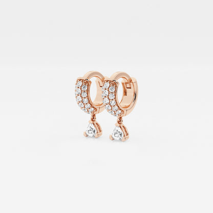 näas Bombë 1/3 ctw Trillion Lab Grown Diamond Third Piercing Huggie Hoop Earrings    14K Rose Gold, DE, VS1
