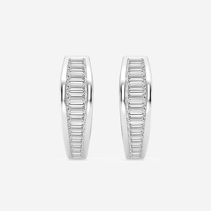 5/8 ctw Baguette Lab Grown Diamond Huggie Hoop Earrings    Platinum, DE, VS1