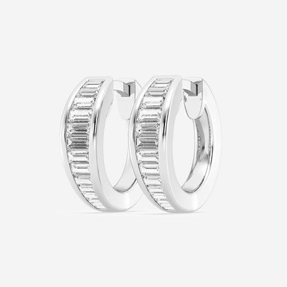 5/8 ctw Baguette Lab Grown Diamond Huggie Hoop Earrings    Platinum, DE, VS1