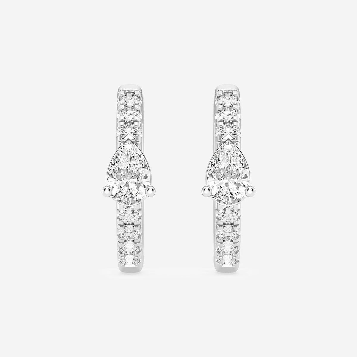 3/4 ctw Pear Lab Grown Diamond Petite Huggie Hoop Earrings    Platinum, DE, VS1