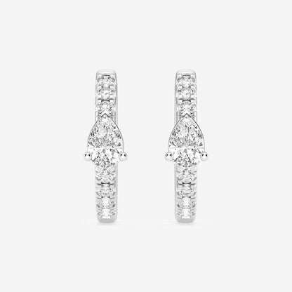 3/4 ctw Pear Lab Grown Diamond Petite Huggie Hoop Earrings    Platinum, DE, VS1