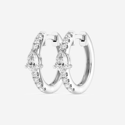 3/4 ctw Pear Lab Grown Diamond Petite Huggie Hoop Earrings    Platinum, DE, VS1