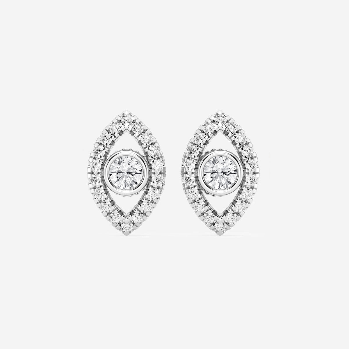 1/2 ctw Round Lab Grown Diamond Evil Eye Earrings    Platinum, DE, VS1