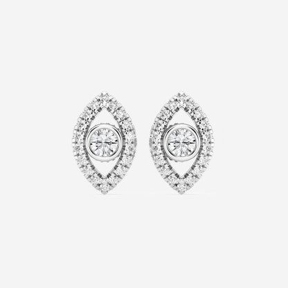 1/2 ctw Round Lab Grown Diamond Evil Eye Earrings    Platinum, DE, VS1