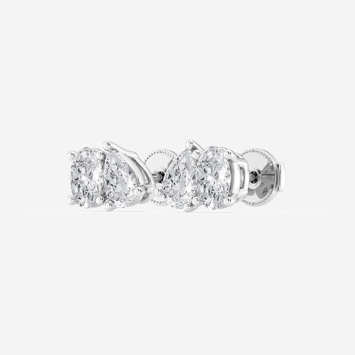 1 1/2 ctw Toi Et Moi Oval and Pear Stud Earrings    Platinum, E, VS1| IGI Certified