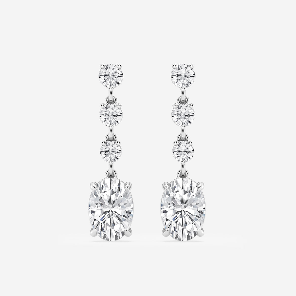 5 ctw Oval Lab Grown Diamond Drop Earrings    Platinum, E, VS1