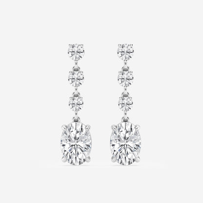 5 ctw Oval Lab Grown Diamond Drop Earrings    Platinum, E, VS1