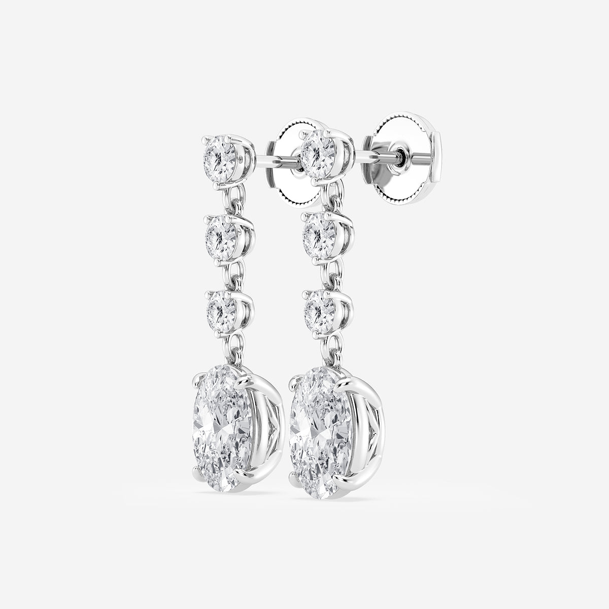 5 ctw Oval Lab Grown Diamond Drop Earrings    Platinum, E, VS1