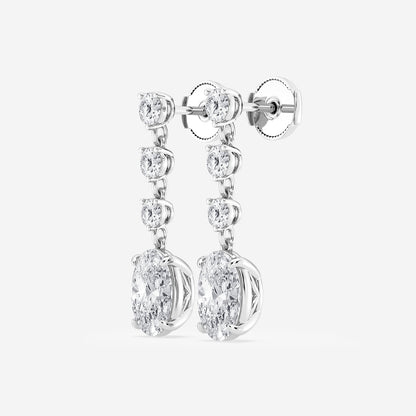 5 ctw Oval Lab Grown Diamond Drop Earrings    Platinum, E, VS1