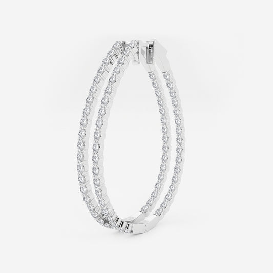 5 ctw Oval Lab Grown Diamond Inside Out Hoop Earrings    Platinum, DE, VS1