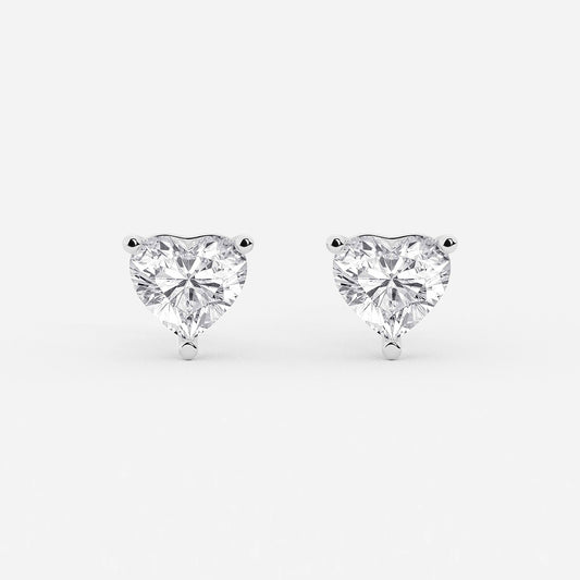 3 ctw Heart Lab Grown Diamond Stud Earrings    14K White Gold, E, VS1| IGI Certified