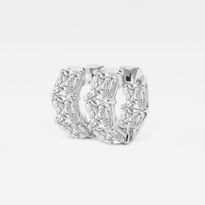 10 ctw Asscher Lab Grown Diamond Huggie Hoop Earrings    Platinum, E, VS1