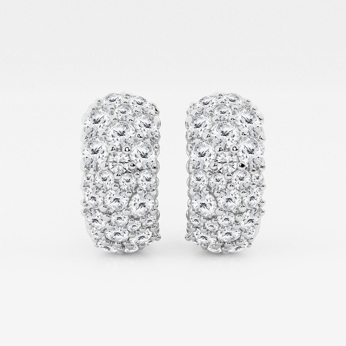 2 ctw Round Lab Grown Diamond Cluster Huggie Hoop Earrings    Platinum, DE, VS1