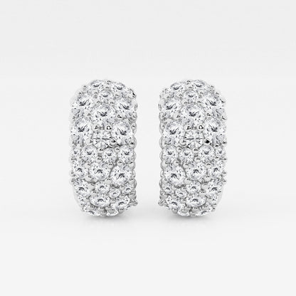 2 ctw Round Lab Grown Diamond Cluster Huggie Hoop Earrings    Platinum, DE, VS1