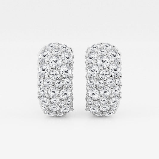2 ctw Round Lab Grown Diamond Cluster Huggie Hoop Earrings    Platinum, DE, VS1