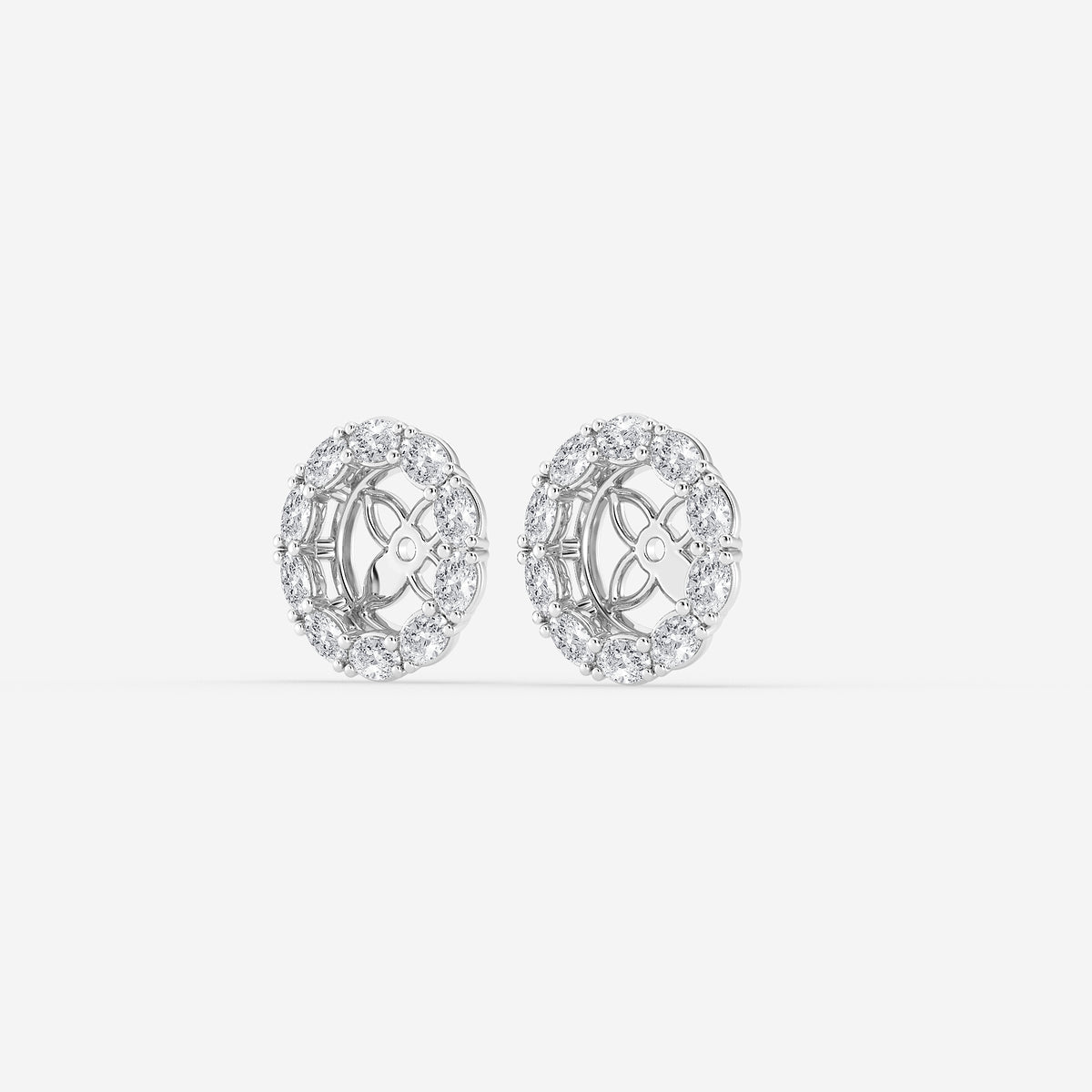 7/8 ctw Oval Lab Grown Diamond Halo Earring Jackets    Platinum, DE, VS1