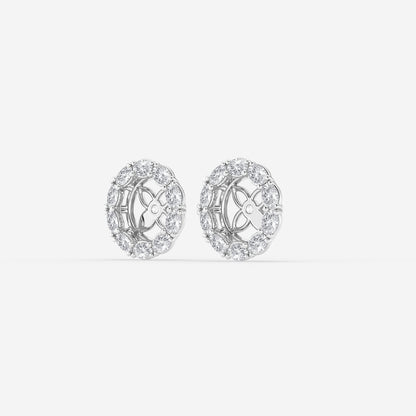 7/8 ctw Oval Lab Grown Diamond Halo Earring Jackets    Platinum, DE, VS1