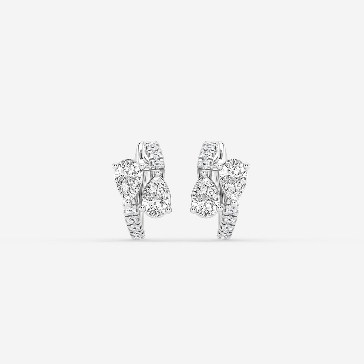 1 1/2 ctw Pear Lab Grown Diamond Bypass Huggie Hoop Earrings    Platinum, DE, VS1