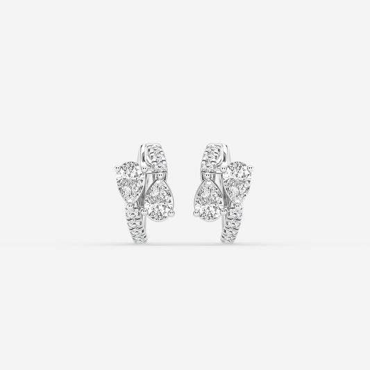 1 1/2 ctw Pear Lab Grown Diamond Bypass Huggie Hoop Earrings    Platinum, DE, VS1
