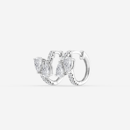 1 1/2 ctw Pear Lab Grown Diamond Bypass Huggie Hoop Earrings    Platinum, DE, VS1