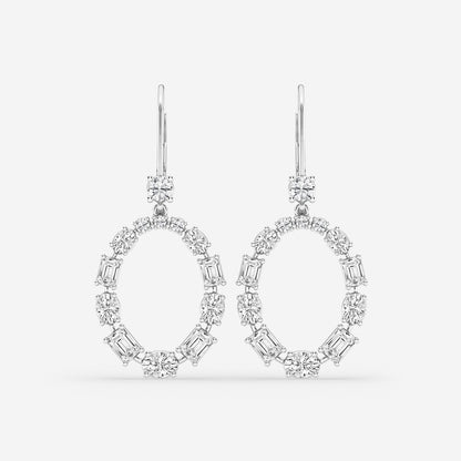 3 ctw Emerald and Oval Lab Grown Diamond Alternating Drop Earrings    Platinum, DE, VS1