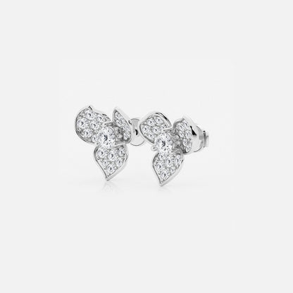 2 ctw Round Lab Grown Diamond Pave Flower Earrings    Platinum, DE, VS1
