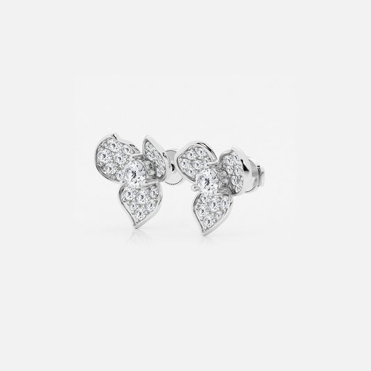 2 ctw Round Lab Grown Diamond Pave Flower Earrings    Platinum, DE, VS1