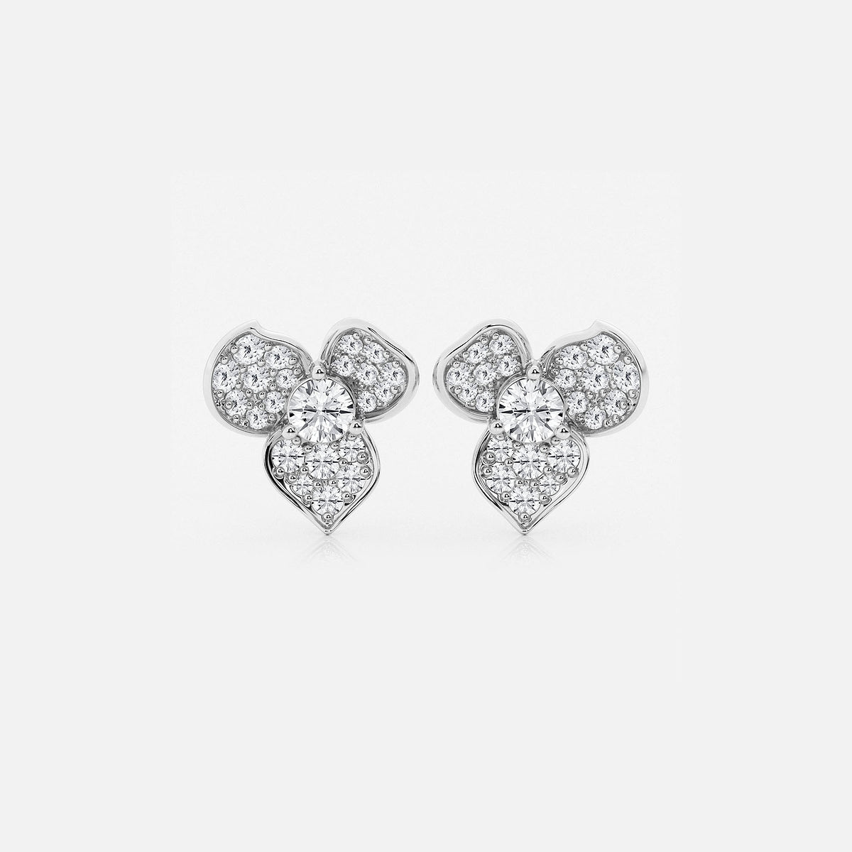 2 ctw Round Lab Grown Diamond Pave Flower Earrings    Platinum, DE, VS1