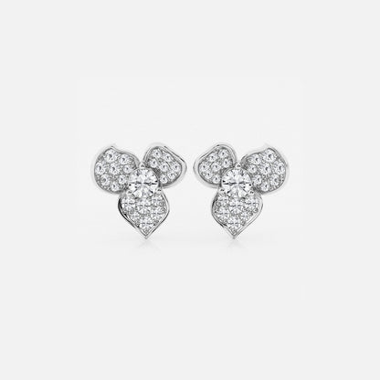 2 ctw Round Lab Grown Diamond Pave Flower Earrings    Platinum, DE, VS1