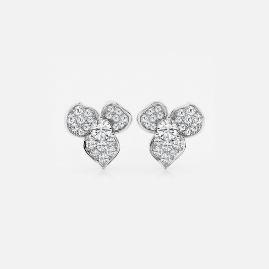 2 ctw Round Lab Grown Diamond Pave Flower Earrings    Platinum, DE, VS1