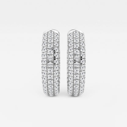 1 1/2 ctw Round Lab Grown Diamond Pave Hoop Earrings    Platinum, DE, VS1