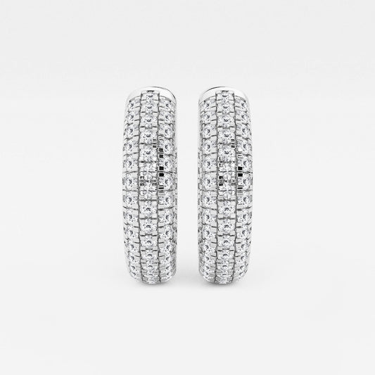 1 1/2 ctw Round Lab Grown Diamond Pave Hoop Earrings    Platinum, DE, VS1