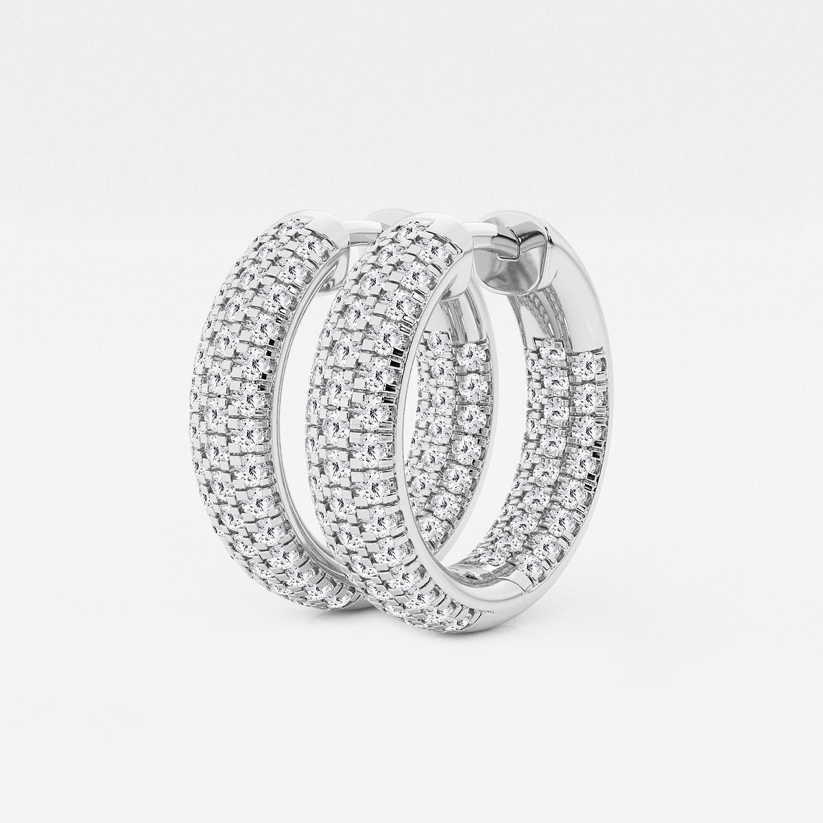 1 1/2 ctw Round Lab Grown Diamond Pave Hoop Earrings    Platinum, DE, VS1