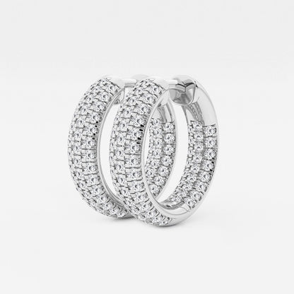 1 1/2 ctw Round Lab Grown Diamond Pave Hoop Earrings    Platinum, DE, VS1